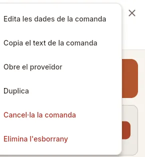 El menú ⋮ d'un esborrany.
