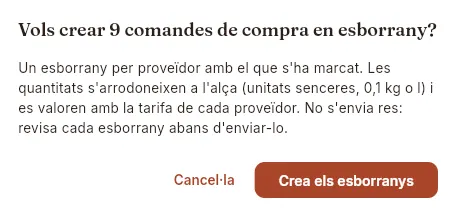 Abans de crear els esborranys, Mise explica què farà.