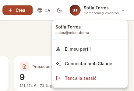 A l'ordinador: el menú del teu usuari.