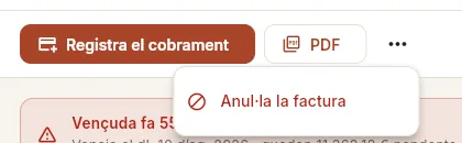 Més opcions d'una factura emesa.