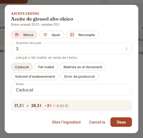 Una minva de 3 litres amb el seu motiu, abans de desar-la.