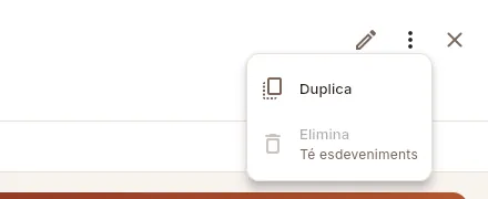 Més opcions de la fitxa del menú.