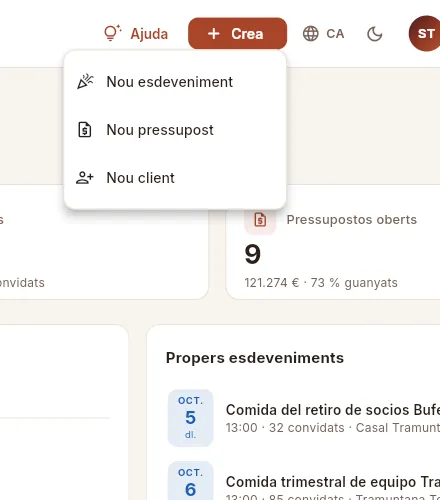 El que pot crear la Sofía (perfil «Comercial y eventos»).