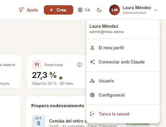 A l'ordinador: el menú del teu usuari, a dalt a la dreta.