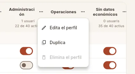 El menú ⋯ d'un perfil.