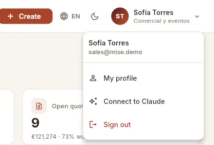 On a computer: your user menu.