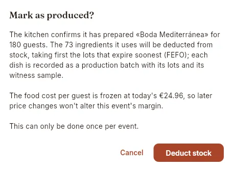 Production confirmation (not confirmed).