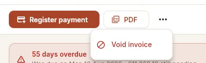 More options for an issued invoice.