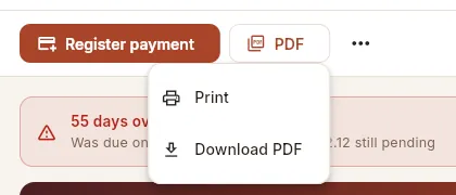 The PDF button: print or download.