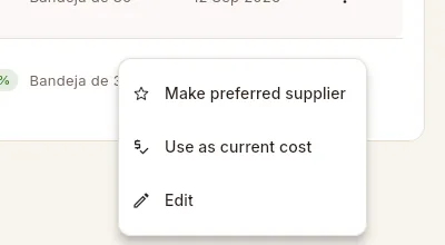 More options for another supplier's price, cheaper than the current one.