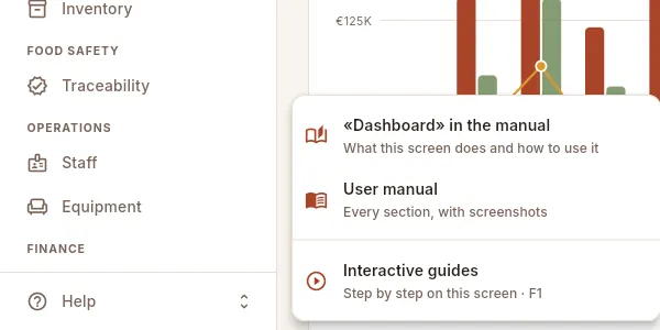 The “Help” menu at the bottom of the sidebar.