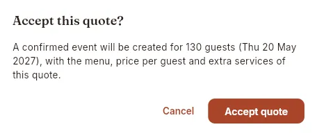 Confirming the acceptance of a quote with no event.