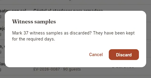 The confirmation before discarding expired samples.