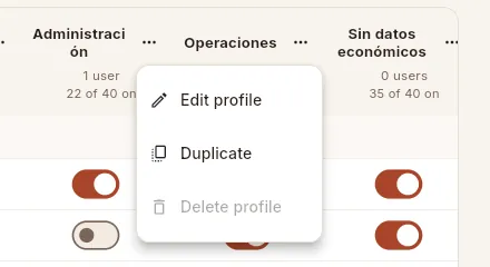 The ⋯ menu of a profile.