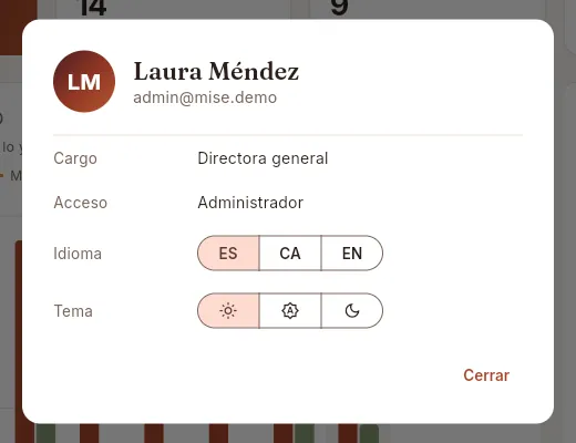 El diálogo «Mi perfil».