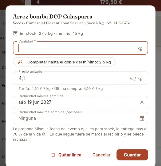 Cambiar una línea del borrador.