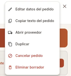 El menú ⋮ de un borrador.