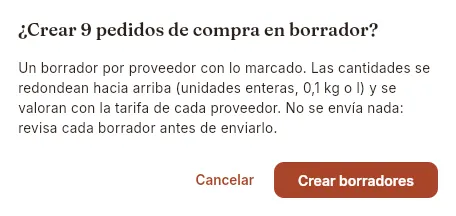 Antes de crear los borradores, Mise explica qué va a hacer.