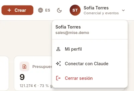 En el ordenador: el menú de tu usuario.