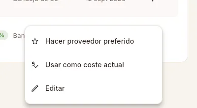 Más opciones de la tarifa de otro proveedor, más barato que el actual.