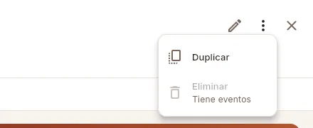 Más opciones de la ficha del menú.