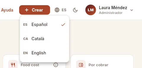 El selector de idioma.