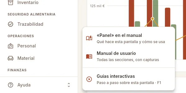 El menú «Ayuda» del pie de la barra lateral.