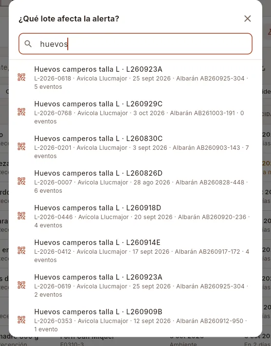 El simulacro empieza eligiendo el lote: aquí, buscando «huevos».