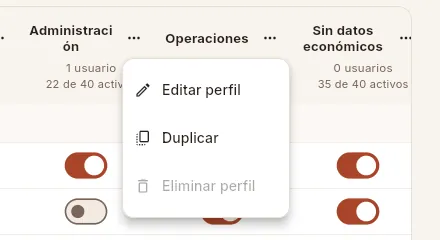 El menú ⋯ de un perfil.